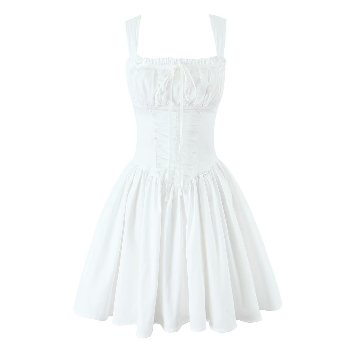 Square collar waist cinched sleeveless camisole dress for women