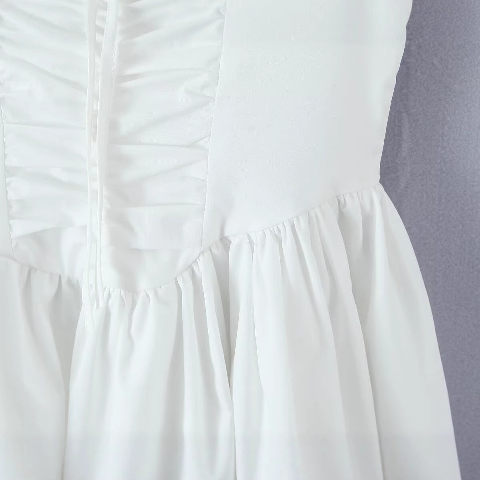 Square collar waist cinched sleeveless camisole dress for women